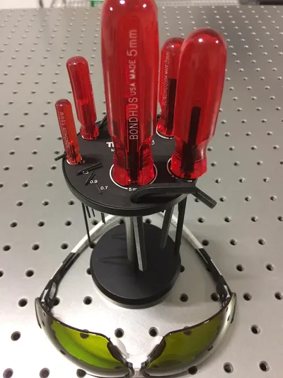 Bondhus hex drivers and laser safety goggles on an optical table