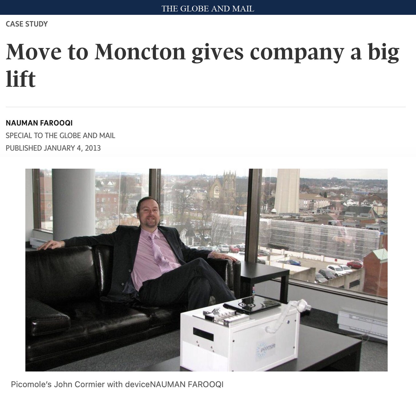 Globe & Mail Article